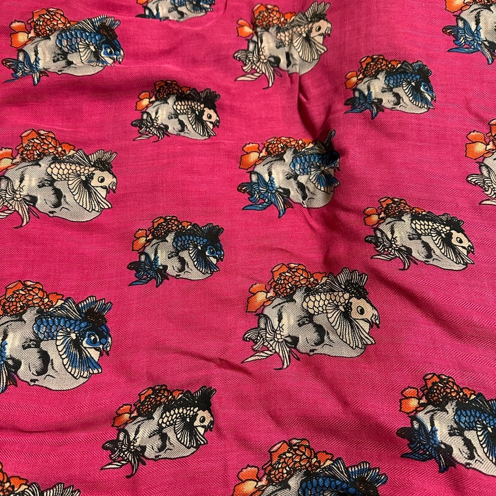 Alexander McQueen Pink Skull and Koi Silk Scarf